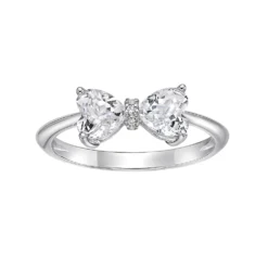 Gemminded Sterling Silver Heart-Shaped White Topaz & Diamond Accented Ring