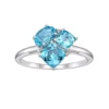 Gemminded Sterling Silver Blue Topaz & White Topaz Cluster Ring -Gemminded Jewelry 4849244