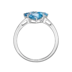 Gemminded Sterling Silver Blue Topaz & White Topaz Cluster Ring -Gemminded Jewelry 4849244 ALT2