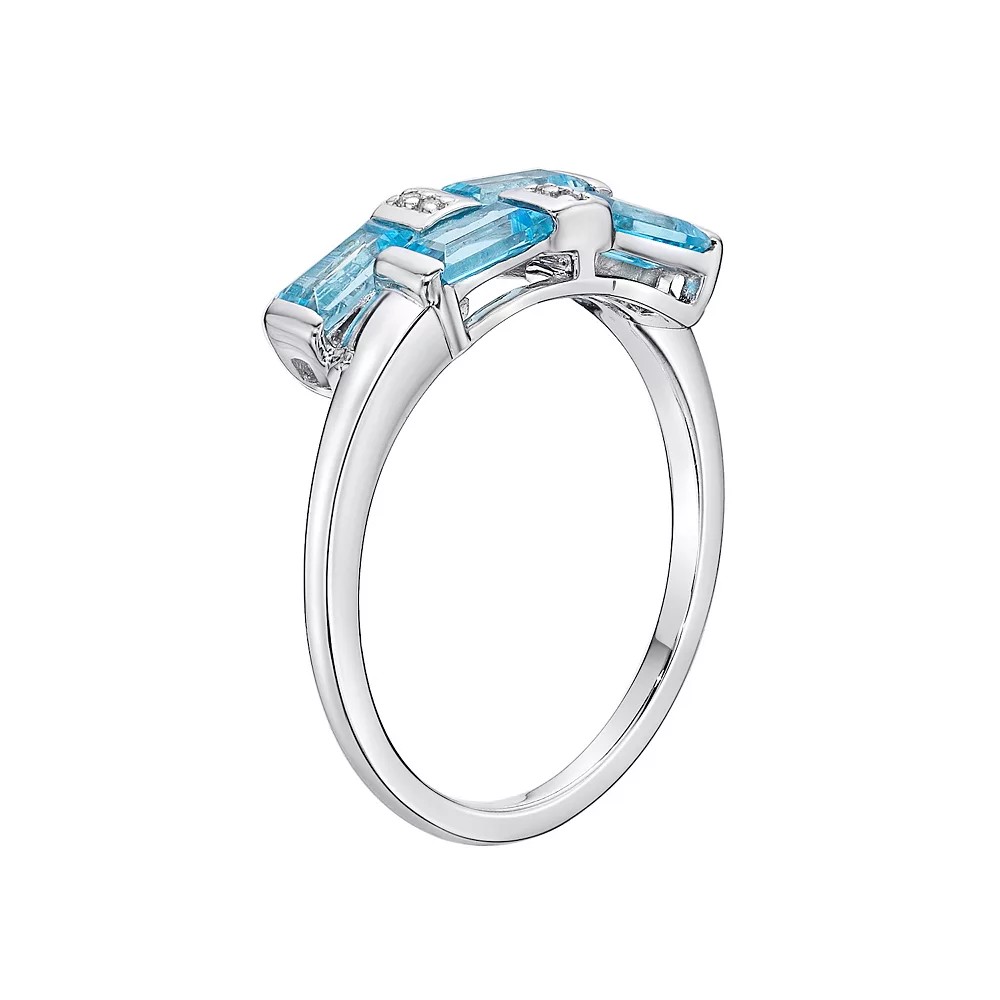 Gemminded Sterling Silver Blue Topaz & White Topaz Bypass Ring 4 Gemminded Sterling Silver Blue Topaz & White Topaz Bypass Ring - Image 2