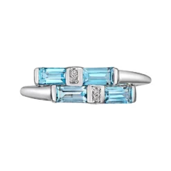 Gemminded Sterling Silver Blue Topaz & White Topaz Bypass Ring 8 Gemminded Sterling Silver Blue Topaz & White Topaz Bypass Ring -Gemminded Jewelry 4849245 ALT3