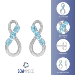 Gemminded Sterling Silver & Blue Topaz Figure-Eight Drop Earrings -Gemminded Jewelry 4849246 ALT5