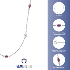 Gemminded Sterling Silver Lab-Created Ruby & Lab-Created White Sapphire Station Necklace -Gemminded Jewelry 4849250 ALT5