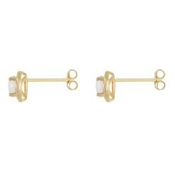 Gemminded 18k Gold Plated Sterling Silver & Lab-Created Opal Round Stud Earrings -Gemminded Jewelry 4849251 ALT2