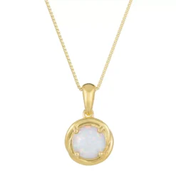 Gemminded 18k Gold Plated Sterling Silver Lab-Created Opal Circle Pendant Necklace