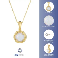 Gemminded 18k Gold Plated Sterling Silver Lab-Created Opal Circle Pendant Necklace 11 Gemminded 18k Gold Plated Sterling Silver Lab-Created Opal Circle Pendant Necklace -Gemminded Jewelry 4849254 ALT5