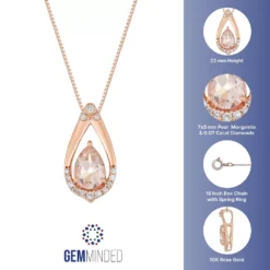 Gemminded 10k Rose Gold Morganite & Diamond Accent Pendant Necklace -Gemminded Jewelry 4863203 ALT5