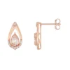Gemminded 10k Rose Gold 1/6 Carat T.W. Diamond & Morganite Drop Earrings -Gemminded Jewelry 4863204