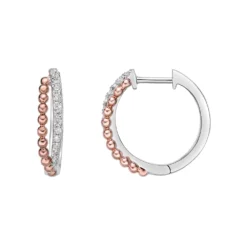 Gemminded Two Tone 10k Gold 1/8 Carat T.W. Diamond Hoop Earrings