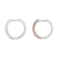 Gemminded Two Tone 10k Gold 1/8 Carat T.W. Diamond Hoop Earrings -Gemminded Jewelry 5062360 ALT2