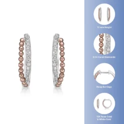 Gemminded Two Tone 10k Gold 1/8 Carat T.W. Diamond Hoop Earrings -Gemminded Jewelry 5062360 ALT5