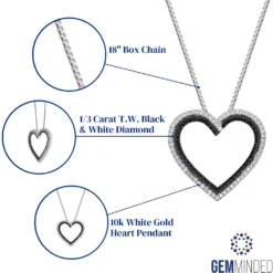 Gemminded 10k White Gold 1/3 Carat T.W. Black & White Diamond Heart Necklace -Gemminded Jewelry 5062362 ALT5