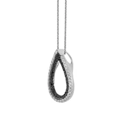 Gemminded 10k White Gold 1/5 Carat T.W. Black & White Diamond Teardrop Necklace -Gemminded Jewelry 5062367 ALT