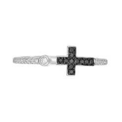 Gemminded Sterling Silver 1/8 Carat T.W. Blue & White Diamond Cross Ring 8 Gemminded Sterling Silver 1/8 Carat T.W. Blue & White Diamond Cross Ring -Gemminded Jewelry 5062427 ALT2