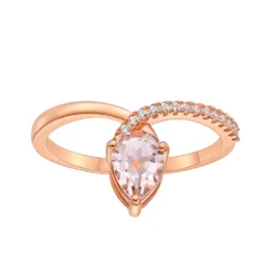 Gemminded 10k Rose Gold Morganite & Diamond Accent Twist Ring
