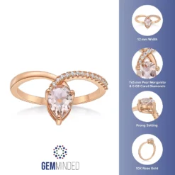 Gemminded 10k Rose Gold Morganite & Diamond Accent Twist Ring -Gemminded Jewelry 5062579 ALT5