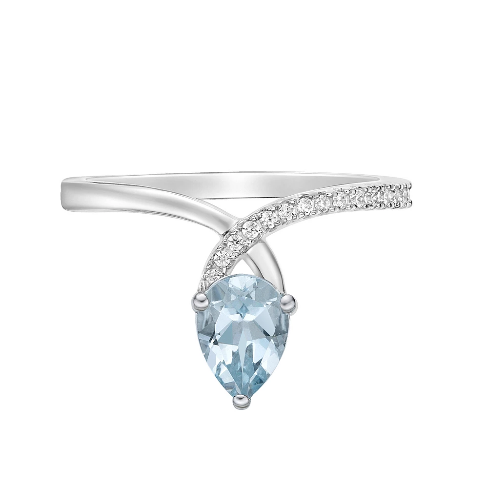 Gemminded 10k White Gold Aquamarine & Diamond Accent Twist Ring 5 Gemminded 10k White Gold Aquamarine & Diamond Accent Twist Ring - Image 3