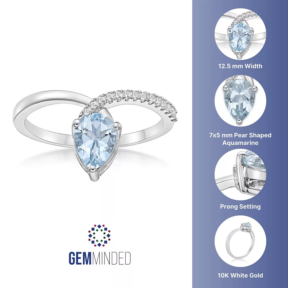 Gemminded 10k White Gold Aquamarine & Diamond Accent Twist Ring 6 Gemminded 10k White Gold Aquamarine & Diamond Accent Twist Ring - Image 4