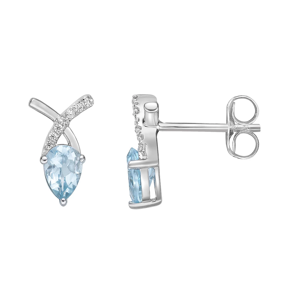 Gemminded 10k White Gold Aquamarine & Diamond Accent Stud Earrings 3 Gemminded 10k White Gold Aquamarine & Diamond Accent Stud Earrings