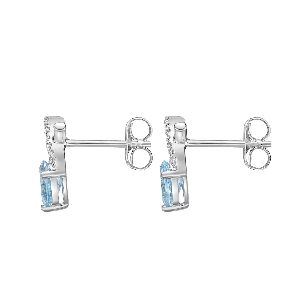 Gemminded 10k White Gold Aquamarine & Diamond Accent Stud Earrings 5 Gemminded 10k White Gold Aquamarine & Diamond Accent Stud Earrings - Image 3