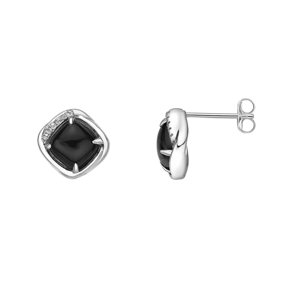 Gemminded Sterling Silver Black Onyx Cushion-Cut Stud Earrings 3 Gemminded Sterling Silver Black Onyx Cushion-Cut Stud Earrings
