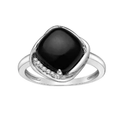 Gemminded Silver Spring Black Onyx & White Topaz Ring