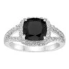 Gemminded Sterling Silver Black Onyx & White Topaz Cushion-Cut Ring -Gemminded Jewelry 5283951