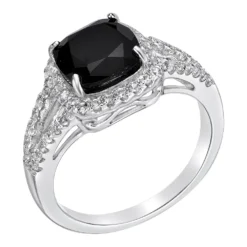 Gemminded Sterling Silver Black Onyx & White Topaz Cushion-Cut Ring 7 Gemminded Sterling Silver Black Onyx & White Topaz Cushion-Cut Ring -Gemminded Jewelry 5283951 ALT