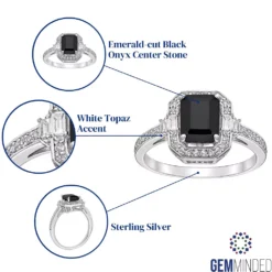 Gemminded Sterling Silver Black Onyx Emerald-Cut Ring -Gemminded Jewelry 5283954 ALT5