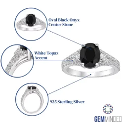 Gemminded Sterling Silver Black Onyx Oval Ring 5 Gemminded Sterling Silver Black Onyx Oval Ring -Gemminded Jewelry 5283955 ALT5