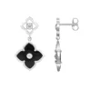 Gemminded Sterling Silver Black Onyx Clover Drop Earrings