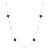 Gemminded Sterling Silver Black Onyx Clover Necklace -Gemminded Jewelry 5283958