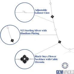 Gemminded Sterling Silver Black Onyx Clover Necklace 9 Gemminded Sterling Silver Black Onyx Clover Necklace -Gemminded Jewelry 5283958 ALT5