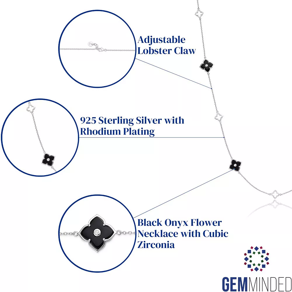 Gemminded Sterling Silver Black Onyx Clover Necklace 6 Gemminded Sterling Silver Black Onyx Clover Necklace - Image 4