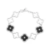 Gemminded Sterling Silver Black Onyx Clover Bracelet -Gemminded Jewelry 5283960