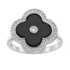 Gemminded Sterling Silver Black Onyx Clover Ring -Gemminded Jewelry 5283962