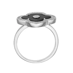Gemminded Sterling Silver Black Onyx Clover Ring -Gemminded Jewelry 5283962 ALT2
