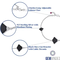 Gemminded Sterling Silver Black Onyx Bracelet 9 Gemminded Sterling Silver Black Onyx Bracelet -Gemminded Jewelry 5283964 ALT5