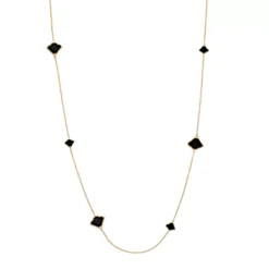 Gemminded Sterling Silver 14K Gold Plated Black Onyx Necklace