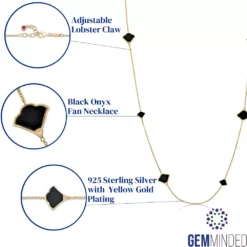 Gemminded Sterling Silver 14K Gold Plated Black Onyx Necklace -Gemminded Jewelry 5283966 ALT5