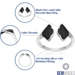 Gemminded Sterling Silver Black Onyx Open Ring -Gemminded Jewelry 5283968 ALT5