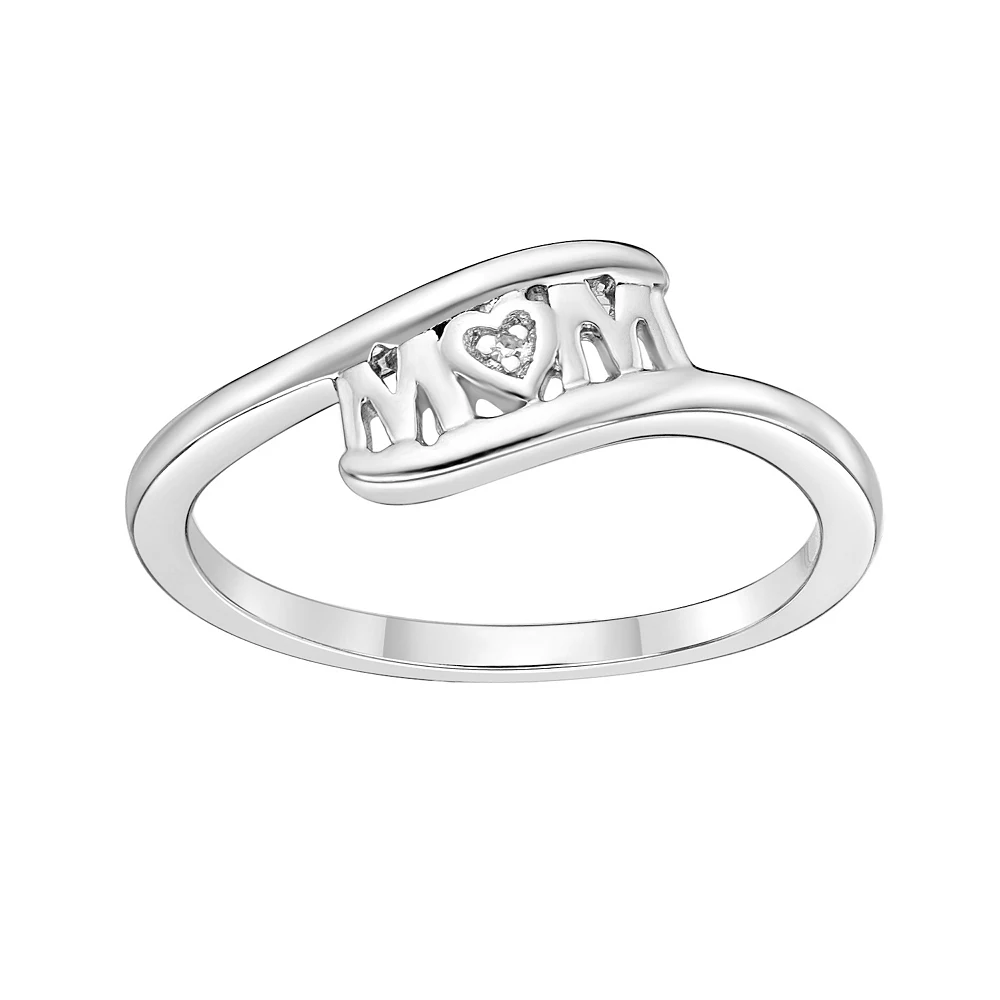 Gemminded Sterling Silver "Mom" Diamond Accent Ring 3 Gemminded Sterling Silver "Mom" Diamond Accent Ring