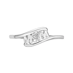 Gemminded Sterling Silver "Mom" Diamond Accent Ring 8 Gemminded Sterling Silver "Mom" Diamond Accent Ring -Gemminded Jewelry 5300258 ALT2