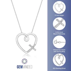 Gemminded Sterling Silver & Diamond Accent Heart Cross Pendant Necklace 7 Gemminded Sterling Silver & Diamond Accent Heart Cross Pendant Necklace -Gemminded Jewelry 5300263 ALT5