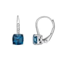 Gemminded 10k White Gold London Blue Topaz & Diamond Accent Earrings