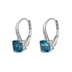 Gemminded 10k White Gold London Blue Topaz & Diamond Accent Earrings -Gemminded Jewelry 5300721 ALT2