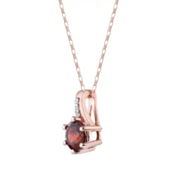 Gemminded 10k Rose Gold Garnet Pendant Necklace With Diamond Accents -Gemminded Jewelry 5300731 ALT