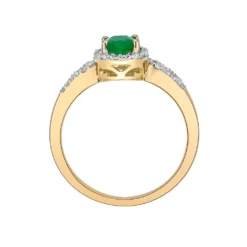 Gemminded 10k Gold 1/10 Carat T.W. Diamond & Emerald Ring -Gemminded Jewelry 5300733 ALT2