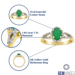 Gemminded 10k Gold 1/10 Carat T.W. Diamond & Emerald Ring -Gemminded Jewelry 5300733 ALT5