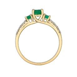 Gemminded 10k Gold 1/8 Carat T.W. Diamond & Emerald 3-Stone Ring -Gemminded Jewelry 5300749 ALT2